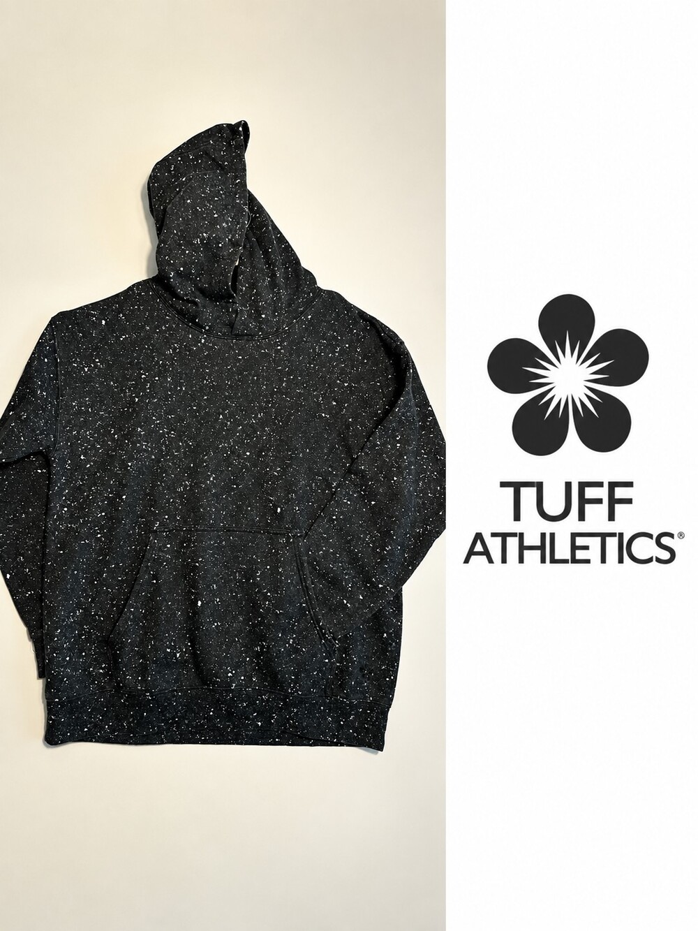 Tuff Athletics XXL Black White Speckled Fleece Hoodie Pullover